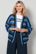 Strickjacke, oversized, Rippstrick, Streifen, offene Form, 3/4-Ärmel