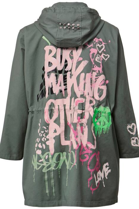 Parka mit Kapuze und modischem Print
