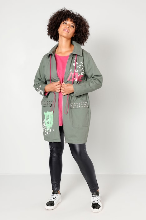 Parka mit Kapuze und modischem Print