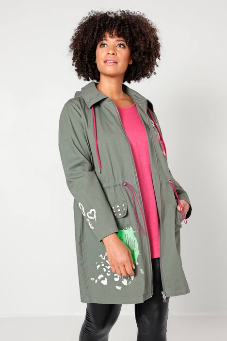 Parka mit Kapuze und modischem Print