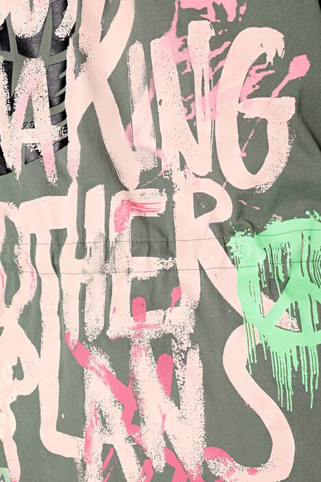 Parka mit Kapuze und modischem Print