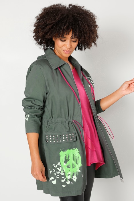 Parka mit Kapuze und modischem Print