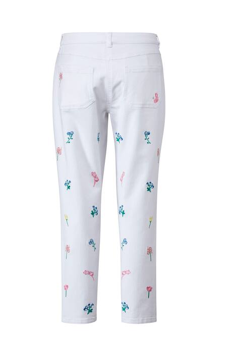 7/8-Jeans, Slim Fit, Blüten-Stickerei, 5-Pocket