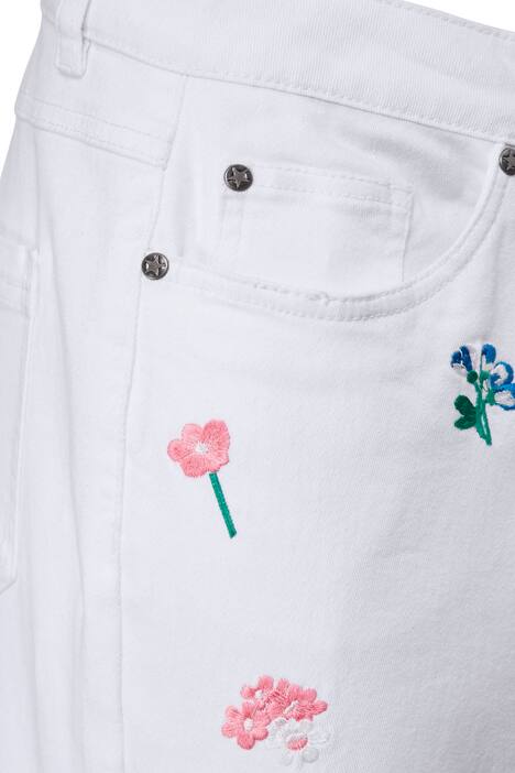 7/8-Jeans, Slim Fit, Blüten-Stickerei, 5-Pocket