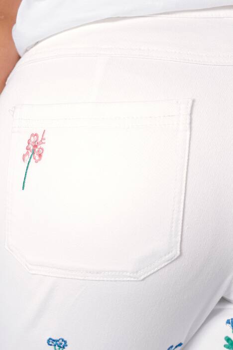 7/8-Jeans, Slim Fit, Blüten-Stickerei, 5-Pocket