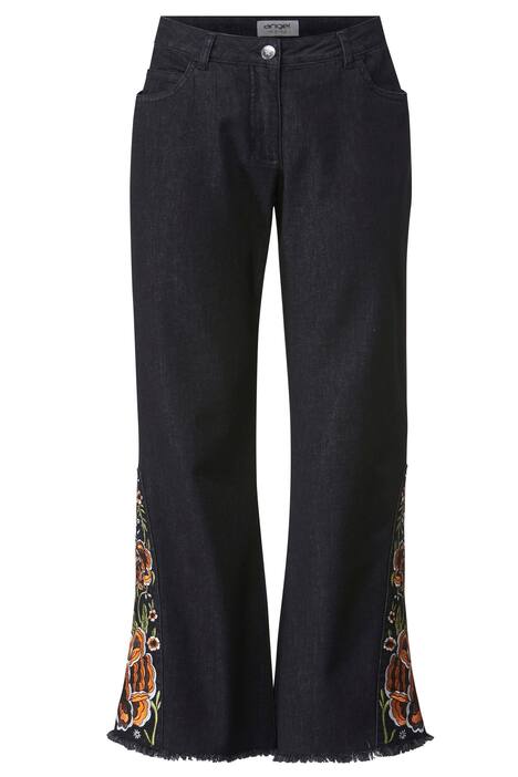 Jeans, Flared Fit, 5-Pocket, Schlag mit Stickerei