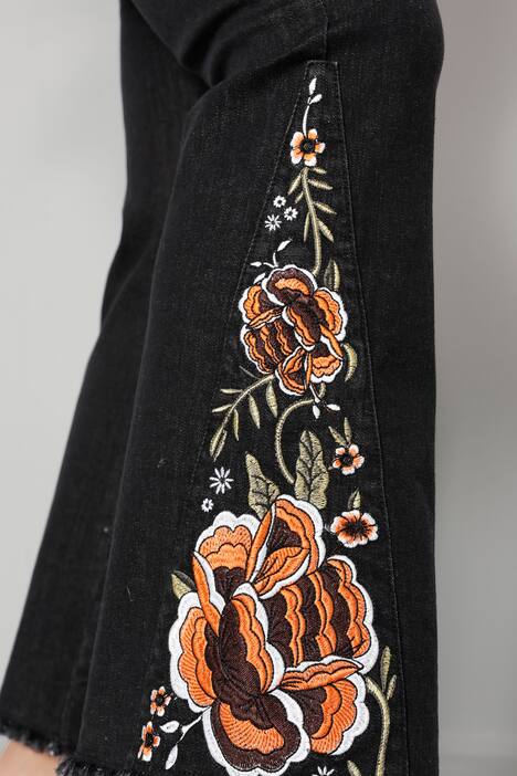 Jeans, Flared Fit, 5-Pocket, Schlag mit Stickerei