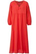 Maxikleid, A-Line, Musselin, Tunika-Ausschnitt, 3/4-Ärmel