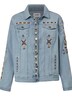 Jeansjacke, Stickereien, hellgewaschen