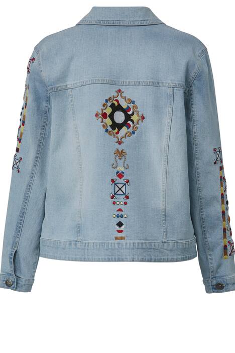 Jeansjacke, Stickereien, hellgewaschen