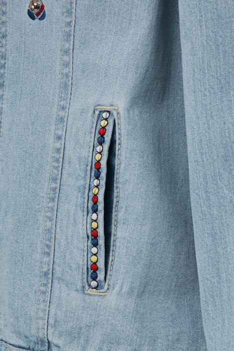 Jeansjacke, Stickereien, hellgewaschen