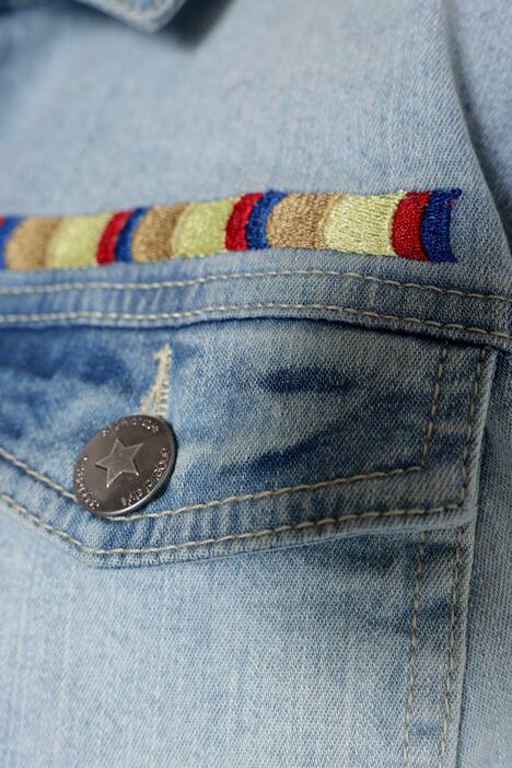 Jeansjacke, Stickereien, hellgewaschen