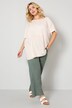 Bluse, oversized, Materialmix, Rundhals