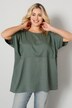 Bluse, oversized, Materialmix, Rundhals