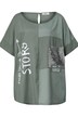 Bluse, oversized, Materialmix, Pailletten-Patch, Halbarm
