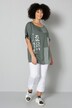 Bluse, oversized, Materialmix, Pailletten-Patch, Halbarm