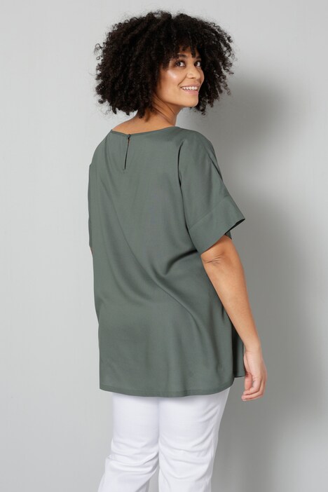 Bluse, oversized, Materialmix, Pailletten-Patch, Halbarm