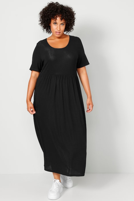 Jersey-Maxikleid, A-Line, Rundhals, Halbarm