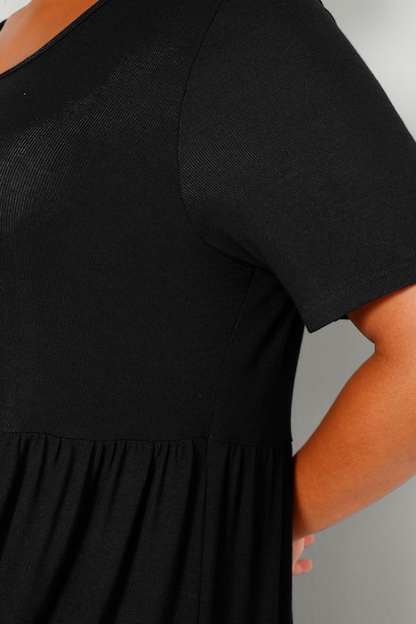 Jersey-Maxikleid, A-Line, Rundhals, Halbarm