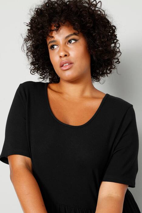 Jersey-Maxikleid, A-Line, Rundhals, Halbarm