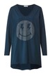 Longshirt, A-Line, Glitzer-Smiley, V-Ausschnitt, Langarm