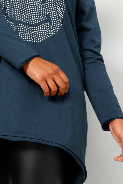 Longshirt, A-Line, Glitzer-Smiley, V-Ausschnitt, Langarm