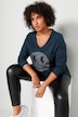 Longshirt, A-Line, Glitzer-Smiley, V-Ausschnitt, Langarm