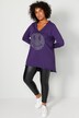 Longshirt, A-Line, Glitzer-Smiley, V-Ausschnitt, Langarm