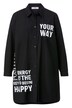 Lange blouse, oversized, tekst, overhemdkraag, lange mouwen