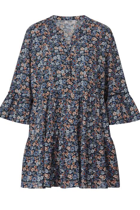 Tunika, A-Line, Blütenmuster, Tunika-Ausschnitt, 3/4-Ärmel