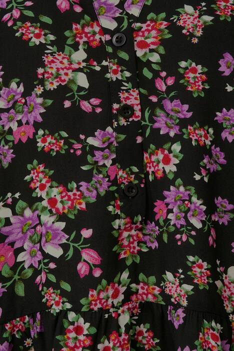 Tuniekblouse, A-lijn, bloemenpatroon, tuniekhals, 3/4-mouwen