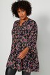Tuniekblouse, A-lijn, bloemenpatroon, tuniekhals, 3/4-mouwen