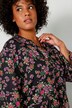 Tuniekblouse, A-lijn, bloemenpatroon, tuniekhals, 3/4-mouwen