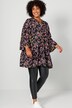 Tuniekblouse, A-lijn, bloemenpatroon, tuniekhals, 3/4-mouwen