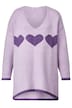 Pullover, oversized, Herzen, V-Ausschnitt, Langarm