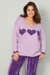 Pullover, oversized, Herzen, V-Ausschnitt, Langarm