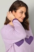 Pullover, oversized, Herzen, V-Ausschnitt, Langarm