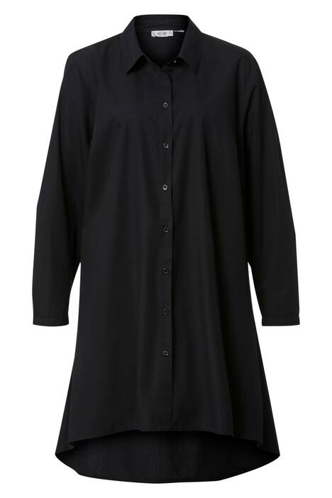 Longbluse, A-Line, Hemdkragen, Langarm, gerundeter Saum