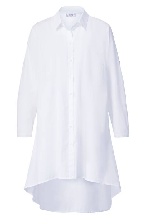 Longbluse, A-Line, Hemdkragen, Langarm, gerundeter Saum