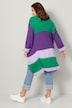 Long-Strickjacke, oversized, Blockstreifen, offene Form, Langarm