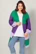 Long-Strickjacke, oversized, Blockstreifen, offene Form, Langarm