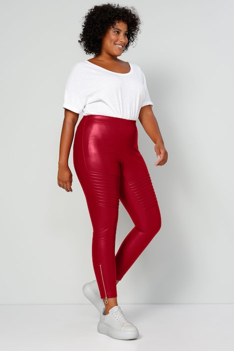 7/8-Leggings, Tight Fit, glänzend beschichtet, Saumzipper