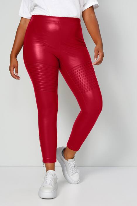 7/8-Leggings, Tight Fit, glänzend beschichtet, Saumzipper