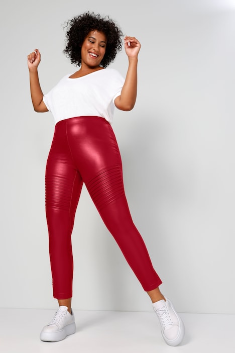 7/8-Leggings, Tight Fit, glänzend beschichtet, Saumzipper