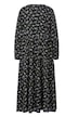 Maxikleid, A-Line, Blütenmuster, Rundhals, Langarm, Volants
