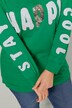 Sweatshirt, Regular Fit, Schrift mit Pailletten, V-Ausschnitt, Langarm