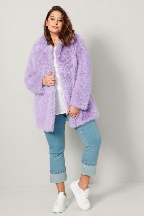 Webpelz-Jacke, A-Line, Revers, Langarm