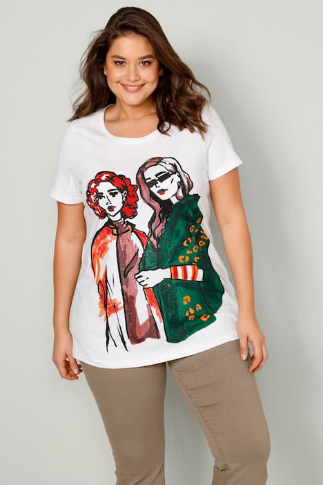 T-Shirt, Frauen-Motiv, Rundhals, Halbarm