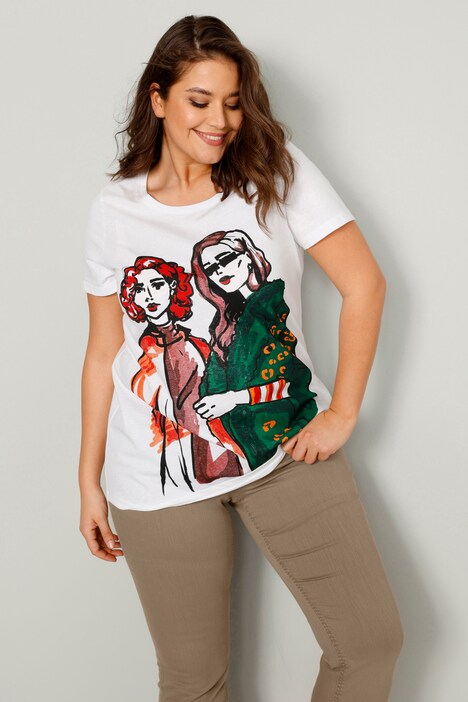 T-Shirt, Frauen-Motiv, Rundhals, Halbarm
