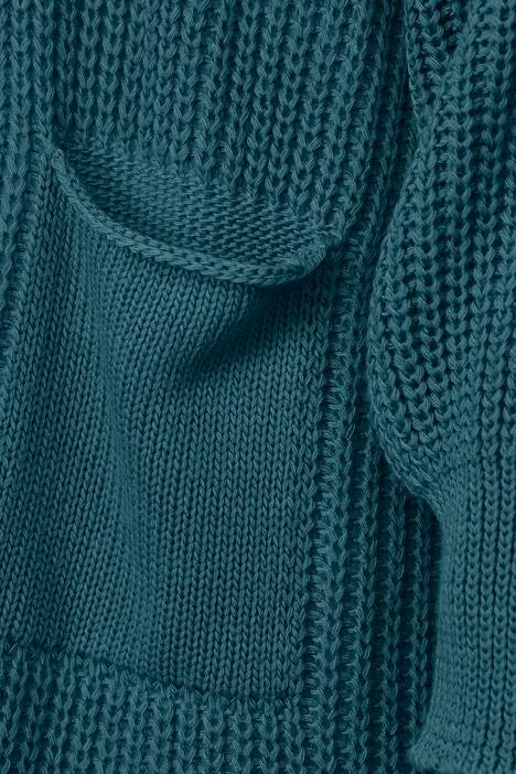 Strickmantel, lange, offene Form, Rippstrick, Langarm